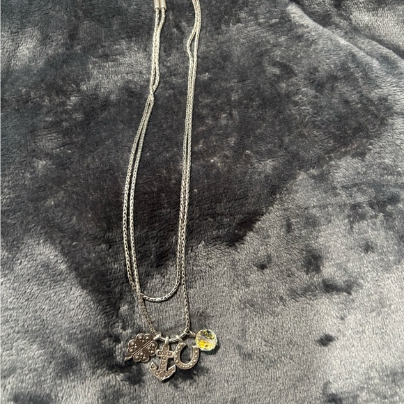 Brighton Jewelry - Brighton Silver Charm Necklace – Clover, Anchor, Horseshoe & Crystal
